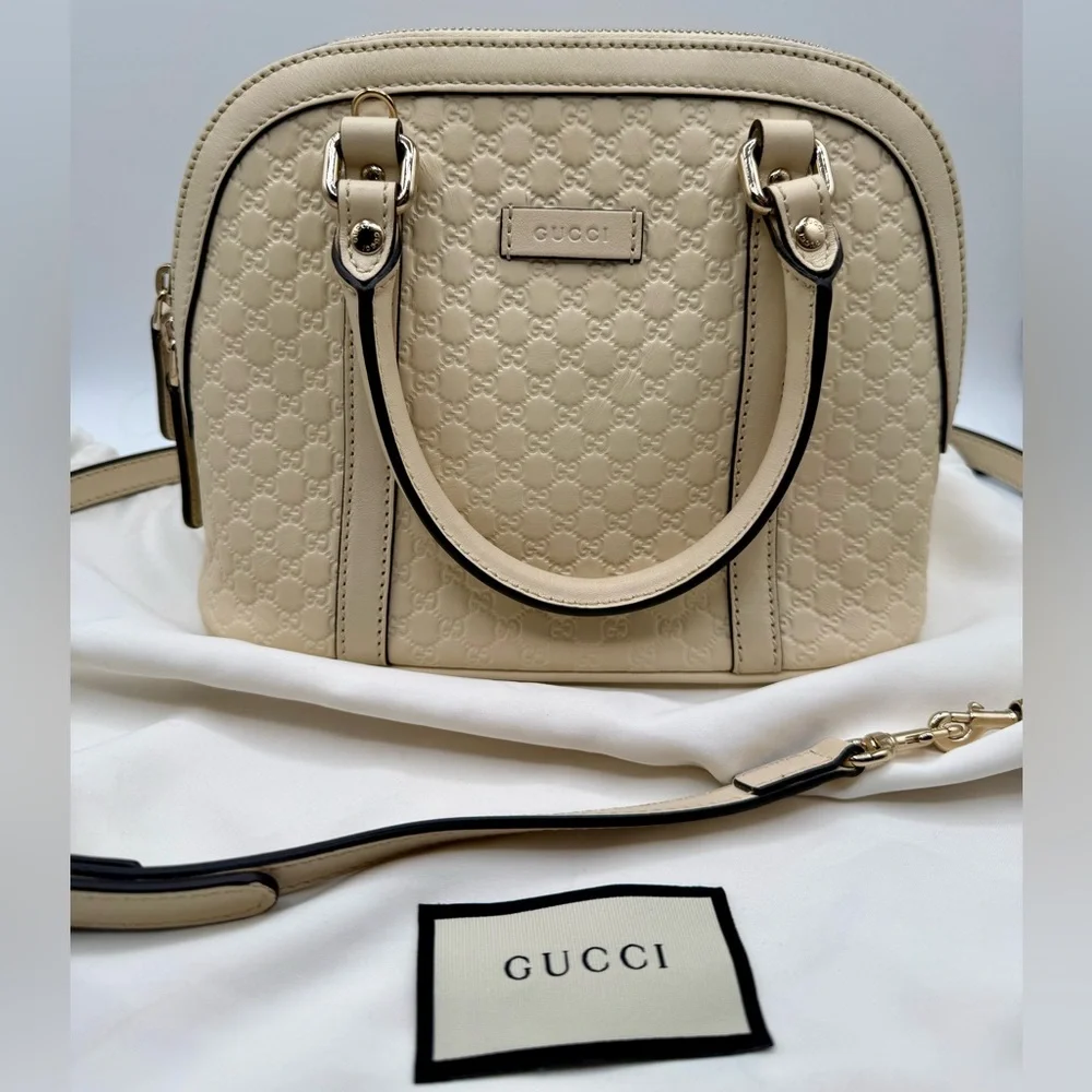 A Condition: Gucci Microguccissima Mini Dome Leather 2 way bag - Beige Ivory